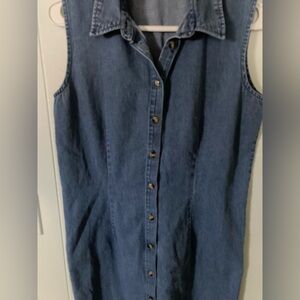 Karen Scott SZ M Blue Denim Dress sleeveless 100%cotton VINTAGE Nice